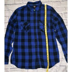 No Fear 90s 2K Streetwear Blue Plaid Flannel Button Shirt‎ Mens Med